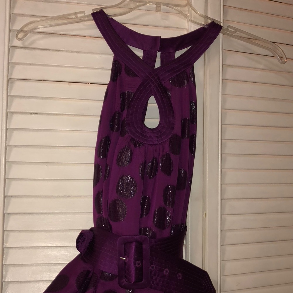 Tibi New York Purple Belted Polkadot Midi Dress - Picture 6 of 8